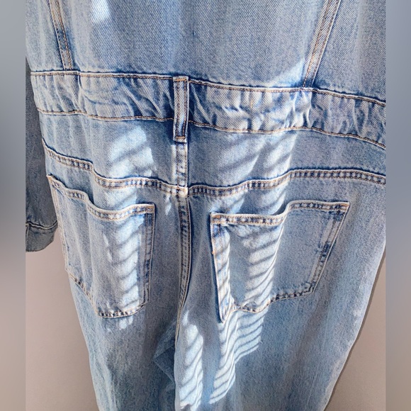 ZARA Medium Wash Denim Jumpsuit - Size XL - NEW - Picture 13 of 13